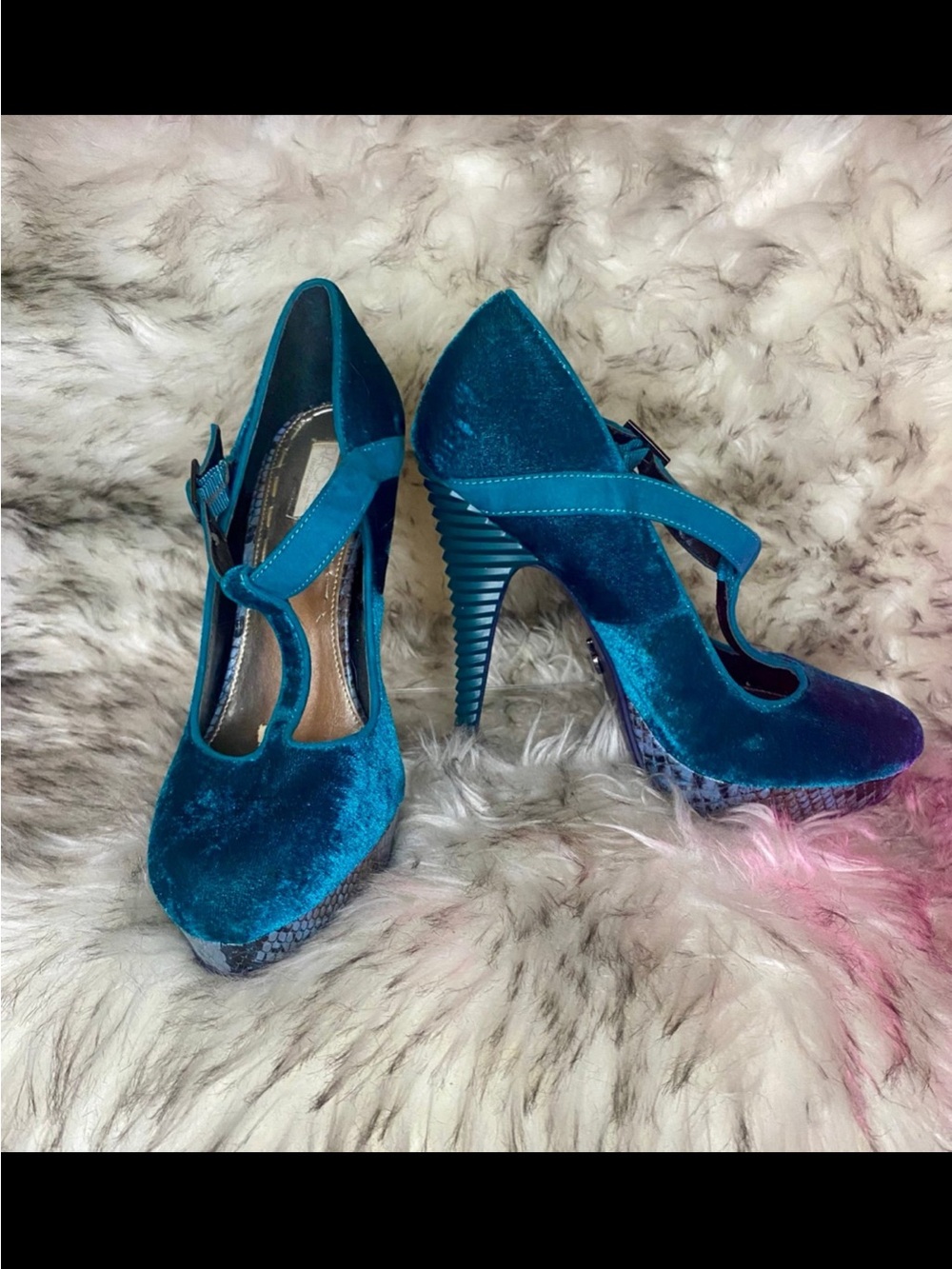 RACHEL ROY  MARY JANE WOMEN'S BLUE T-STRAP PLATFORM PUMPS SIZE 9 heels